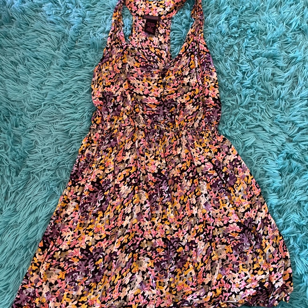 Bright floral babydoll mini dress